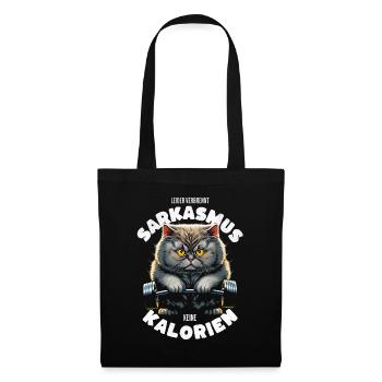 Bodybuilding Katze - Sarkastischer Spruch - Stoffbeutel - Schwarz - Vorne