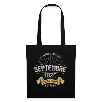 Septembre 1926 97 Ans Anniversaire Vintage Cadeau - Sac en tissu - noir - Devant