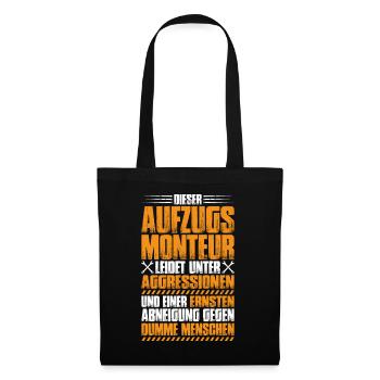 Aufzugsmonteur Aufzugsmechaniker Elevator Mechanic - Stoffbeutel - Schwarz - Vorne