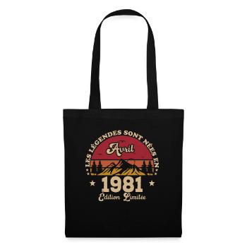 40e anniversaire cadeau avril 1981 40 ans - Sac en tissu - noir - Devant