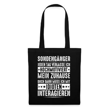 Sondengänger Sondler Metalldetektor Detectorist - Stoffbeutel - Schwarz - Vorne