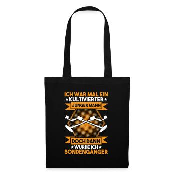 Sondengänger Sondler Metalldetektor Detectorist - Stoffbeutel - Schwarz - Vorne