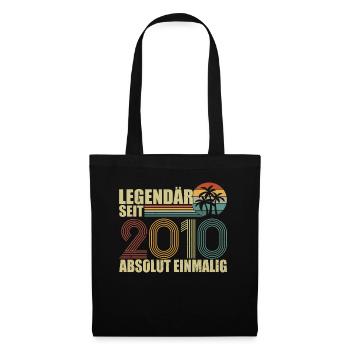 12ter Geburtstag Legendär Seit 2010 Geschenk - Stoffbeutel - Schwarz - Vorne