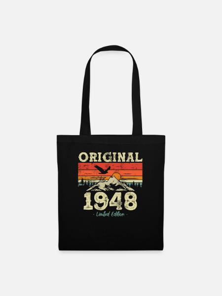 1948 Vintage Jahrgang Geburtstag Retro Geschenk - Stoffbeutel - Schwarz