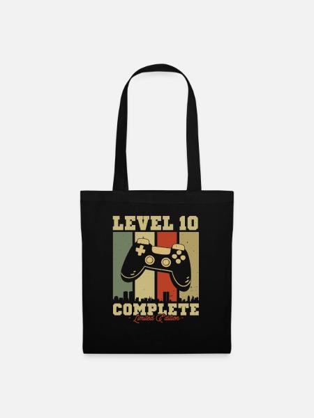 Vintage Geburtstag Level 10 Limitierte Auflage - Stoffbeutel - Schwarz