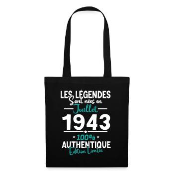 Cadeau d'anniversaire Juillet 1943 80 ans en 2023 - Sac en tissu - noir - Devant