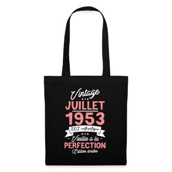Cadeau anniversaire juillet 1953 - 70 ans en 2023 - Sac en tissu - noir - Devant