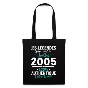Cadeau Anniv. Juillet 2005, 18 ans - Sac en tissu - noir - Devant