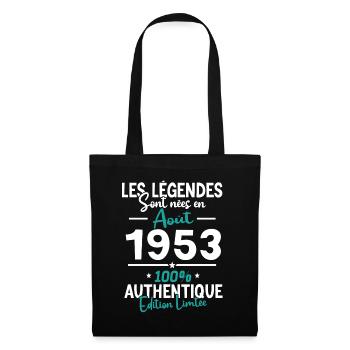 Cadeau Anniversaire août 1953 - Sac en tissu - noir - Devant