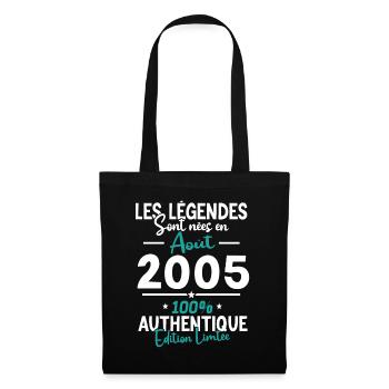 Cadeau Anniversaire août 2005 - Sac en tissu - noir - Devant
