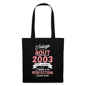 Cadeau Anniversaire août 2003 - Sac en tissu - noir - Devant
