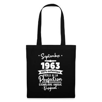 Cadeau Anniversaire septembre 1963 60 ans - Sac en tissu - noir - Devant
