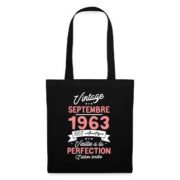 Cadeau Anniversaire septembre 1963 60 ans - Sac en tissu - noir - Devant