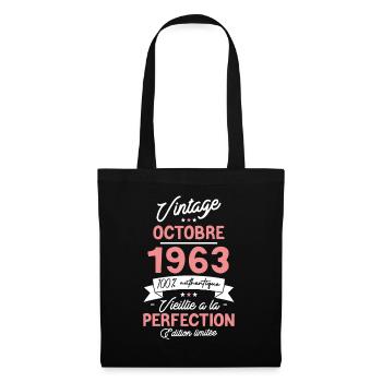 Cadeau Anniversaire Octobre 1963 60 ans - Sac en tissu - noir - Devant