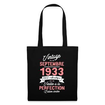 Cadeau Anniversaire Septembre 1933 90 ans - Sac en tissu - noir - Devant