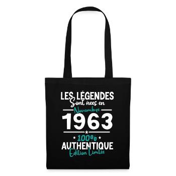 Cadeau Anniversaire Novembre 1963 60 Ans - Sac en tissu - noir - Devant