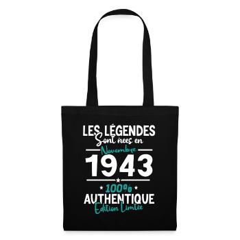 Birthday gift November 1943 80 years - Tote Bag - black - Front