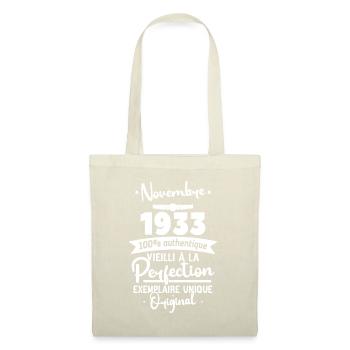 Geburtstagsgeschenk November 1933 90 Jahre - Stoffbeutel - Natur - Vorne