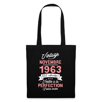 Cadeau Anniversaire Novembre 1963 60 Ans - Sac en tissu - noir - Devant