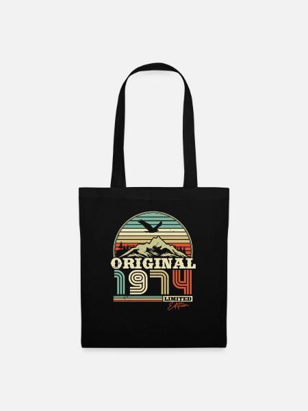Geburtstagsgeschenk Vintage 1974 50 Jahre - Stoffbeutel - Schwarz
