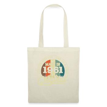Vintage Geburtstag 1961 - 62/63 Jahre - Stoffbeutel - Natur - Vorne