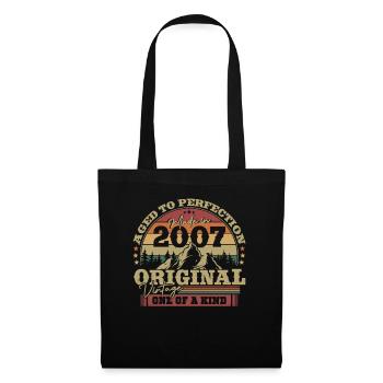 Vintage 2007 - 16 Jahre - Einzigartig - Stoffbeutel - Schwarz - Vorne