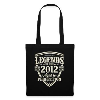 Cadeau nostalgique : Né en 2012, 11 ans - Sac en tissu - noir - Devant