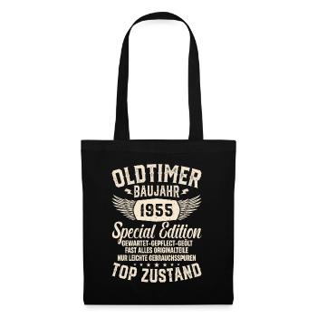 Vintage Oldtimer 1955 Geschenk - Stoffbeutel - Schwarz - Vorne