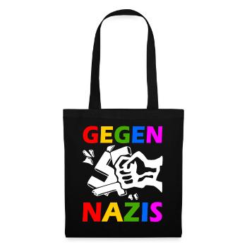 Gegen nazis - Stoffbeutel - Schwarz - Vorne