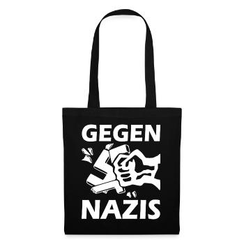 Gegen nazis faust - Stoffbeutel - Schwarz - Vorne