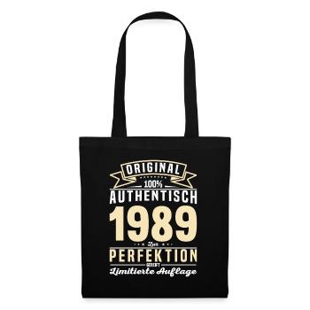 Vintage 1989 - Authentisches Geburtstagsgeschenk - Stoffbeutel - Schwarz - Vorne