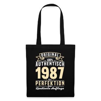 Vintage Geburtstagsgeschenk '87 - Stoffbeutel - Schwarz - Vorne