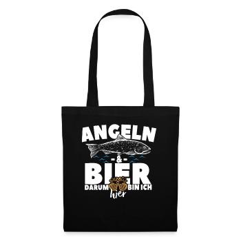 Angeln & Bier Fan - Stoffbeutel - Schwarz - Vorne