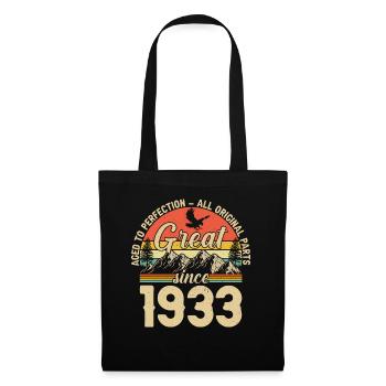 1933: Vintage 90. Geburtstag - Stoffbeutel - Schwarz - Vorne