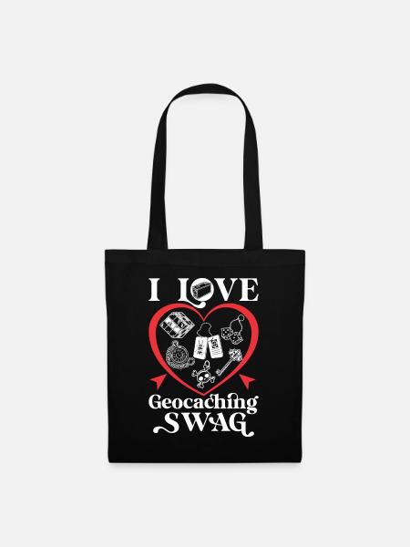 Ich liebe Geocaching Swag - Stoffbeutel - Schwarz