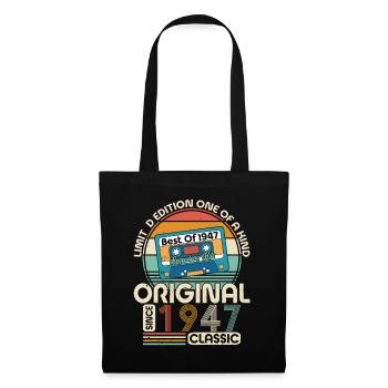 Millésime 1947 - 77e anniversaire Style rétro - Sac en tissu - noir - Devant