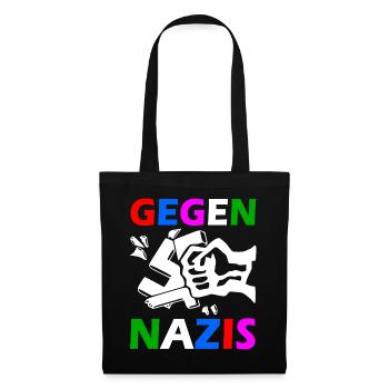 Gegen nazis faust - Stoffbeutel - Schwarz - Vorne