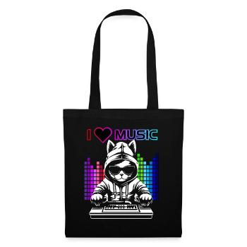 LOVE MUSIC | DJ BEAR - Stoffbeutel - Schwarz - Vorne