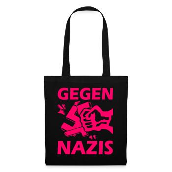 Gegen nazis faust - Stoffbeutel - Schwarz - Vorne