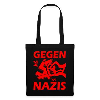 Gegen nazis - Stoffbeutel - Schwarz - Vorne