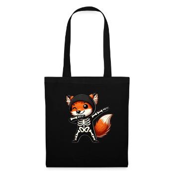 Fuchs Halloween Skelett Kinder Frauen Männer Fuchs - Stoffbeutel - Schwarz - Vorne