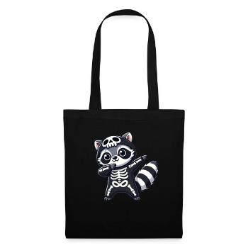 raton laveur Halloween squelette enfants femmes hommes - Sac en tissu - noir - Devant