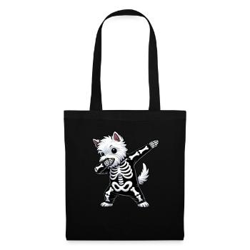 Westie Halloween Skelett Niedlicher West Highland - Stoffbeutel - Schwarz - Vorne