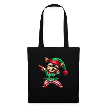 Weihnachten Yorkie Elf Lustiger Yorkshire Terrier - Stoffbeutel - Schwarz - Vorne