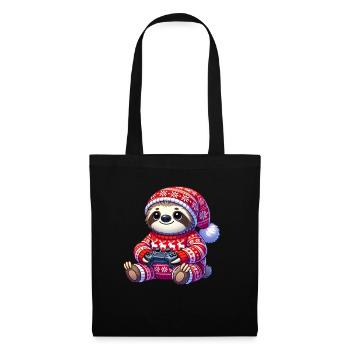 Weihnachten Gamer Faultier Videospiele Gaming - Stoffbeutel - Schwarz - Vorne
