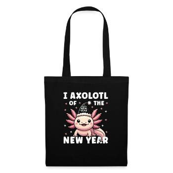 Neujahr 2025 Axolotl Lustiger Silvesterabend - Stoffbeutel - Schwarz - Vorne