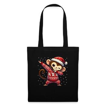 Weihnachten Affe Schimpanse Hässlich Weihnachten - Stoffbeutel - Schwarz - Vorne