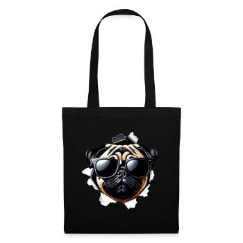 Funny Cute Pug Dog with Sunglasses Wall - Tote Bag - black - Front