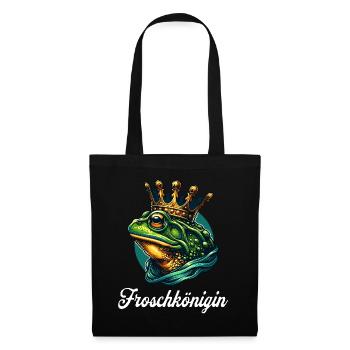Froschkönigin Krone Partnerin Fasching Karneval - Stoffbeutel - Schwarz - Vorne