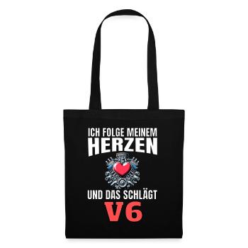 Lustiger Spruch Ich folge meinem Herzen V6 - Stoffbeutel - Schwarz - Vorne
